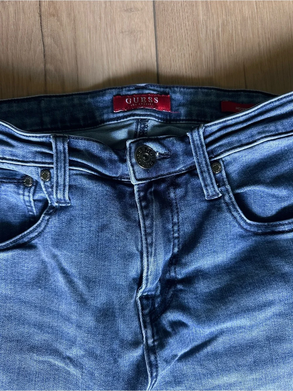 GUESS Men's Light-Mid Blue Slim Denim Jeans